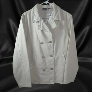 Womens Medium Jacket Ivory Double Breasted Coat by Gap NWT